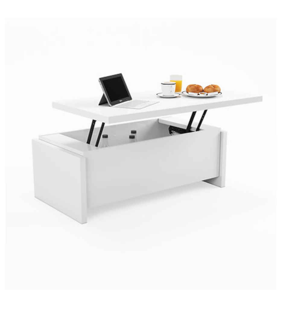 TABLE BASSE RELEVANTE N°12-L.118CM-25SA2930-LAQUE BLANCHE BRILLANTE-PULP