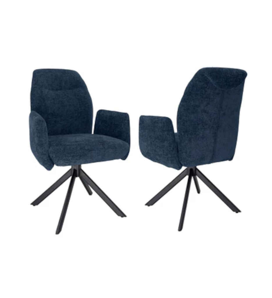 #FAUTEUIL ROTATIF 180°-TISSU BLEU NUIT-52960BN -PINOCCHIO