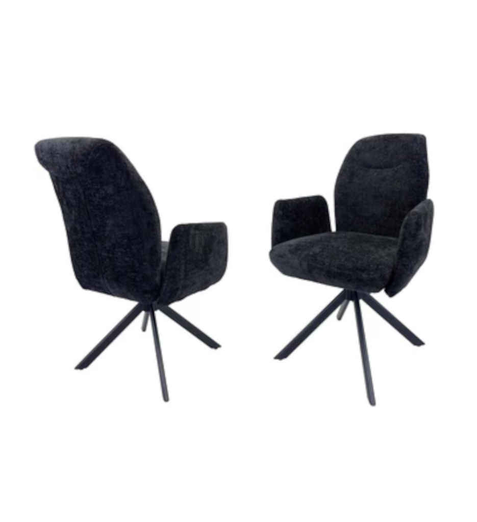 #FAUTEUIL ROTATIF 180°-TISSU GRIS ANTHRACITE-52960GA -PINOCCHIO