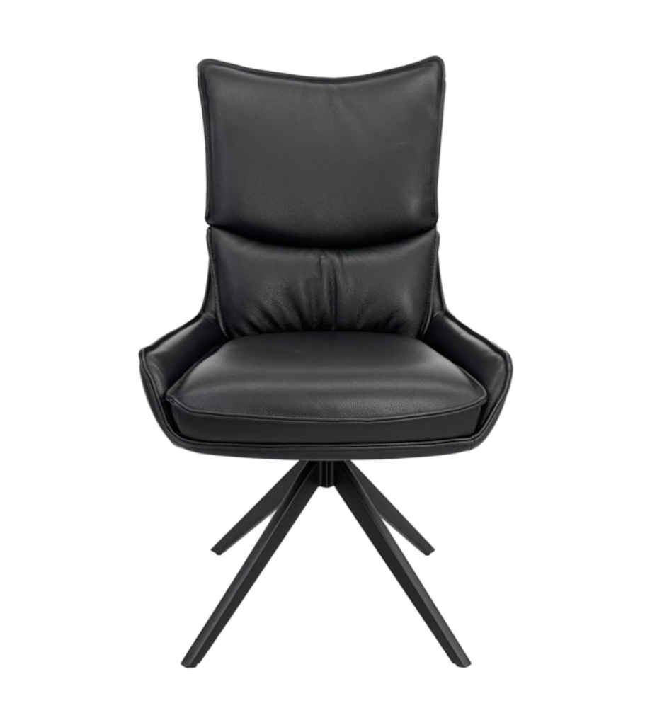 #CHAISE ROTATIVE 180° EN CUIR NOIR-52958NO-MILANO CUIR
