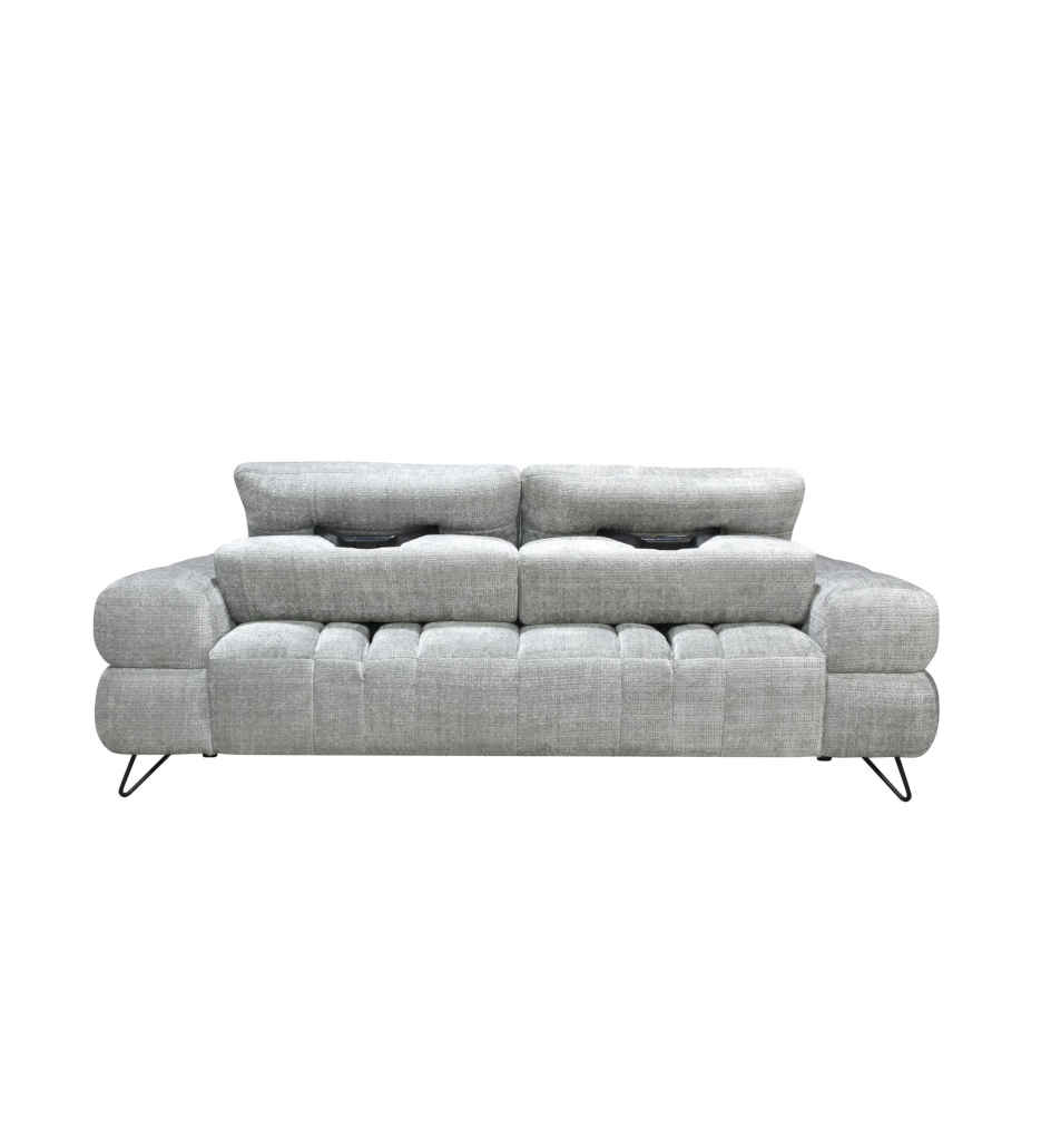 #CANAPE 3 PLACE-2 DOSSIER AVANCE/RECULE-2 RELAX ELECTRIQUE-2 TETIERE LIFTUP-DBS6U5DPJ00- 1886-2xEB46H-TISSU MS350-19B LIGHT GREY