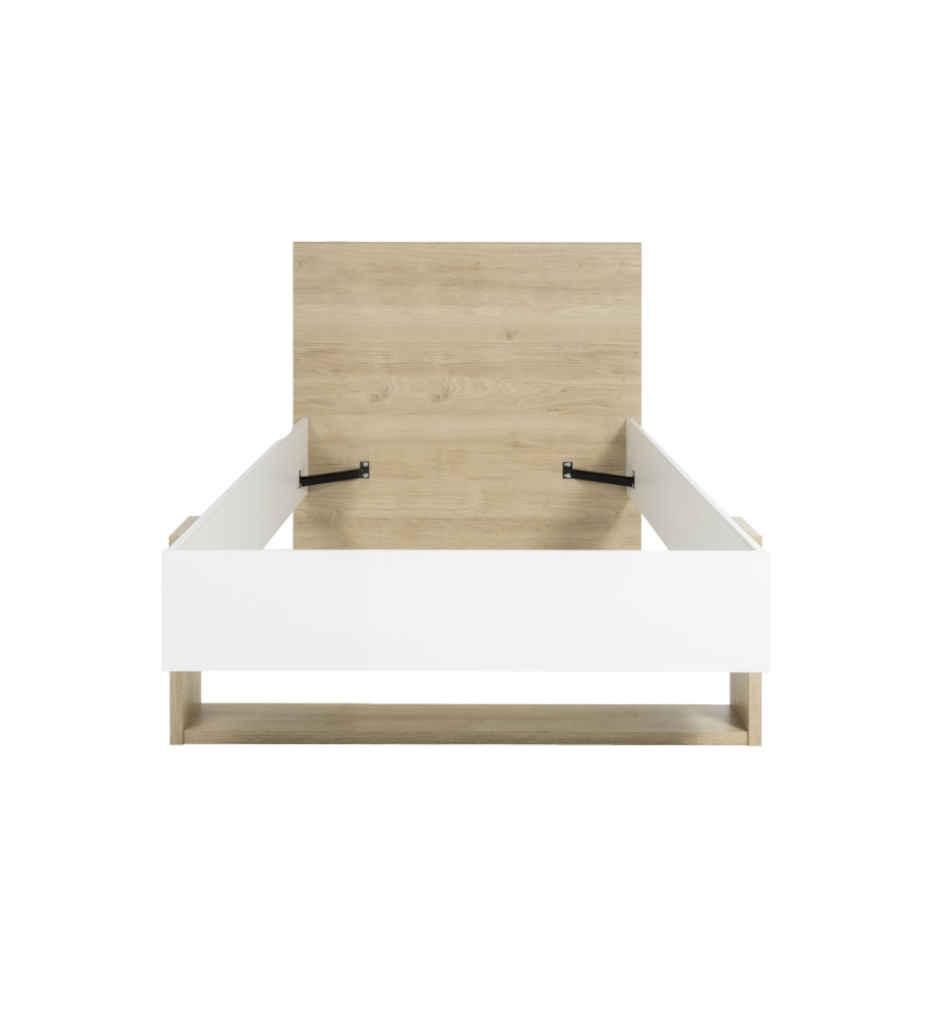 LIT 90*200 CM-CHATAIGNER NATUREL/BLANC-1H6N107 -ARIA