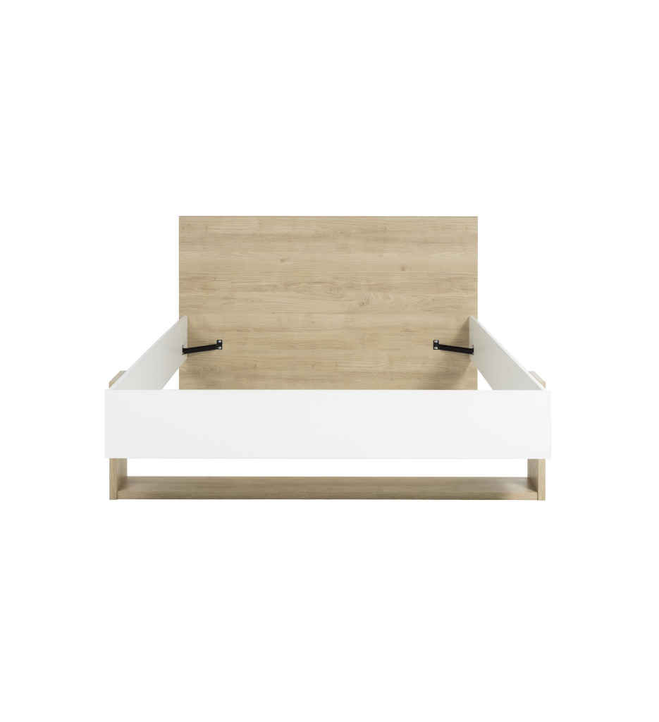 LIT 160*200CM-CHATAIGNER NATUREL/BLANC-1H6N106-ARIA