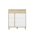 COMMODE 4 TIROIRS-CHATAIGNER NATUREL/BLANC-1H6N160-ARIA