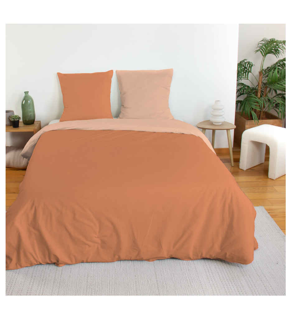 #Parure Coton bicolore Melon 260x240 cm