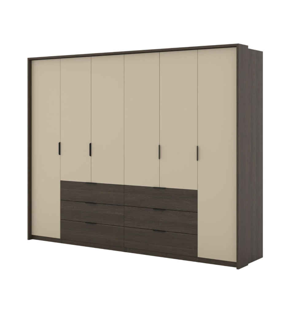 #ARMOIRE 6 PORTES/6 TIROIRS-L274CM-6D6S-24D1OI29-DUNIN OAK/DUNIN OAK/LIGHT BEIGE-MOLA