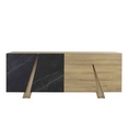 BAHUT 4 PORTES/1 TIROIR-215CM-CHENE DE BOCAGE/MARBRE NOIR-1J3S504-ELENCIA