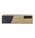 MEUBLE TV 170CM-2 PORTES 1 TIROIR-CHENE DE BOCAGE/MARBRE NOIR-1J3S332-ELENCIA