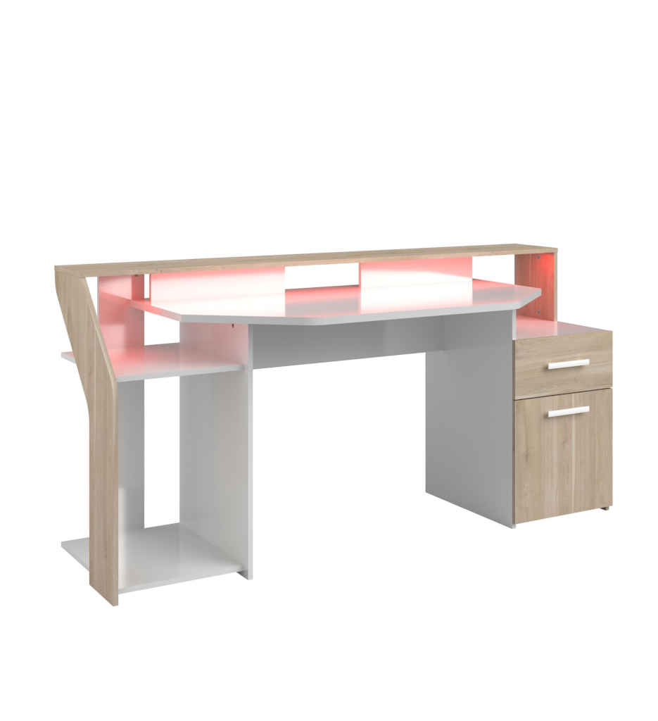 #* Bureau gamer SILVER 6890STAT JAPAN OAK / SHINY WHITE