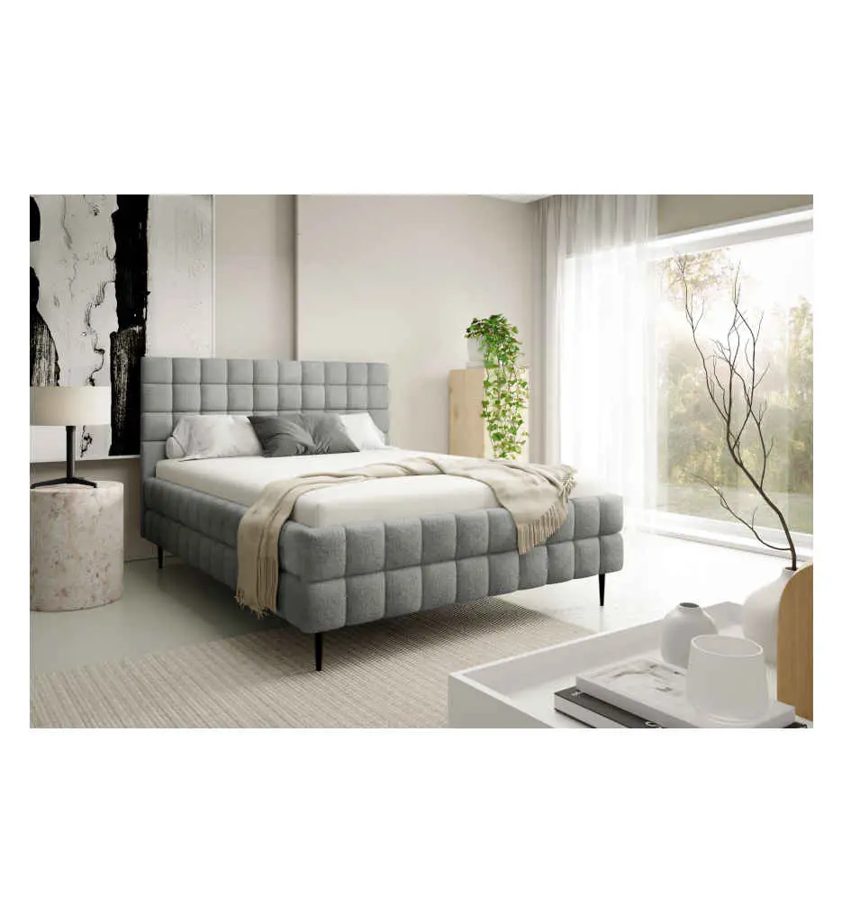 LIT+COFFRE-180*200 CM-TISSU SILVER GREY CORAL 50-ARDEA LEG
