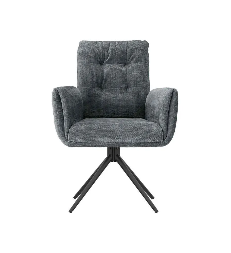 CHAISE AVEC ACCOUDOIRS-PIVOTANTE 180°-TISSU GRIS-52964GR-COURCELLES