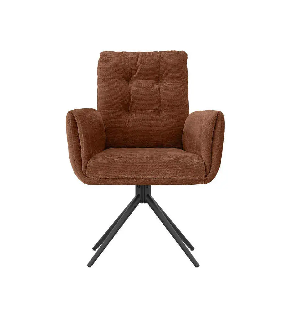 CHAISE AVEC ACCOUDOIRS-PIVOTANTE 180°-TISSU TERRACOTTA-52964TC -COURCELLES