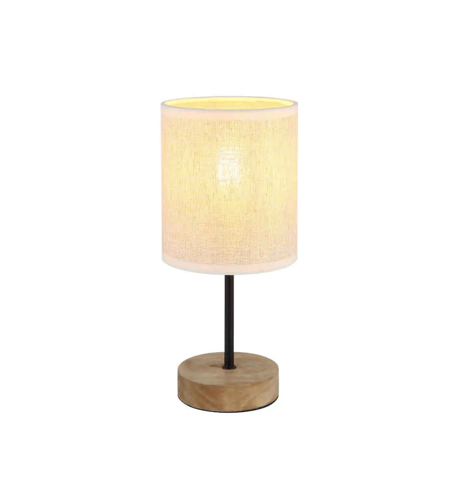 Lampe à poser bois brun/lin LT180-51600146/737063