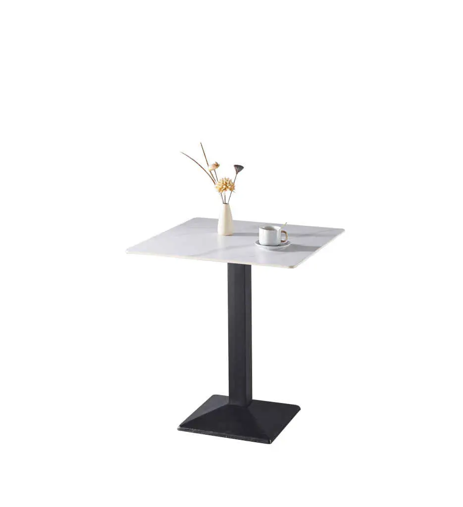#TABLE 70*70-WHITE CERAMIC - BLACK LEG-KJT7022-CERAMIC