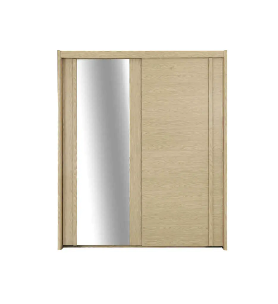 ARMOIRE 2 PORTES(1 MIROIR) COULISSANTES -L183 CM-1H7J200-CHENE ROCWOOD-IZADI