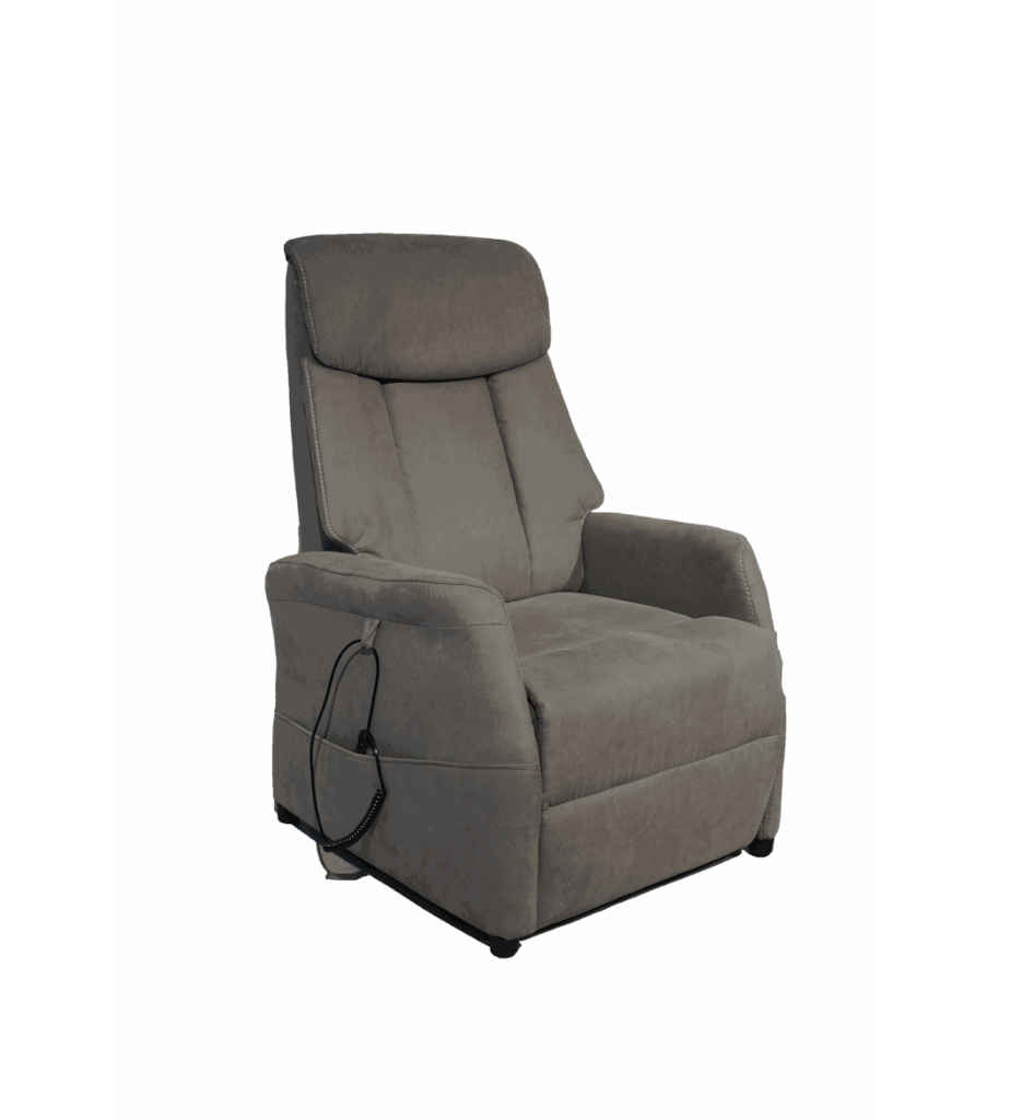 #FAUTEUIL RELAX/RELEVEUR-TIS MICROFIBRE GRIS CLAIR-TRI FONCTION-MADRID
