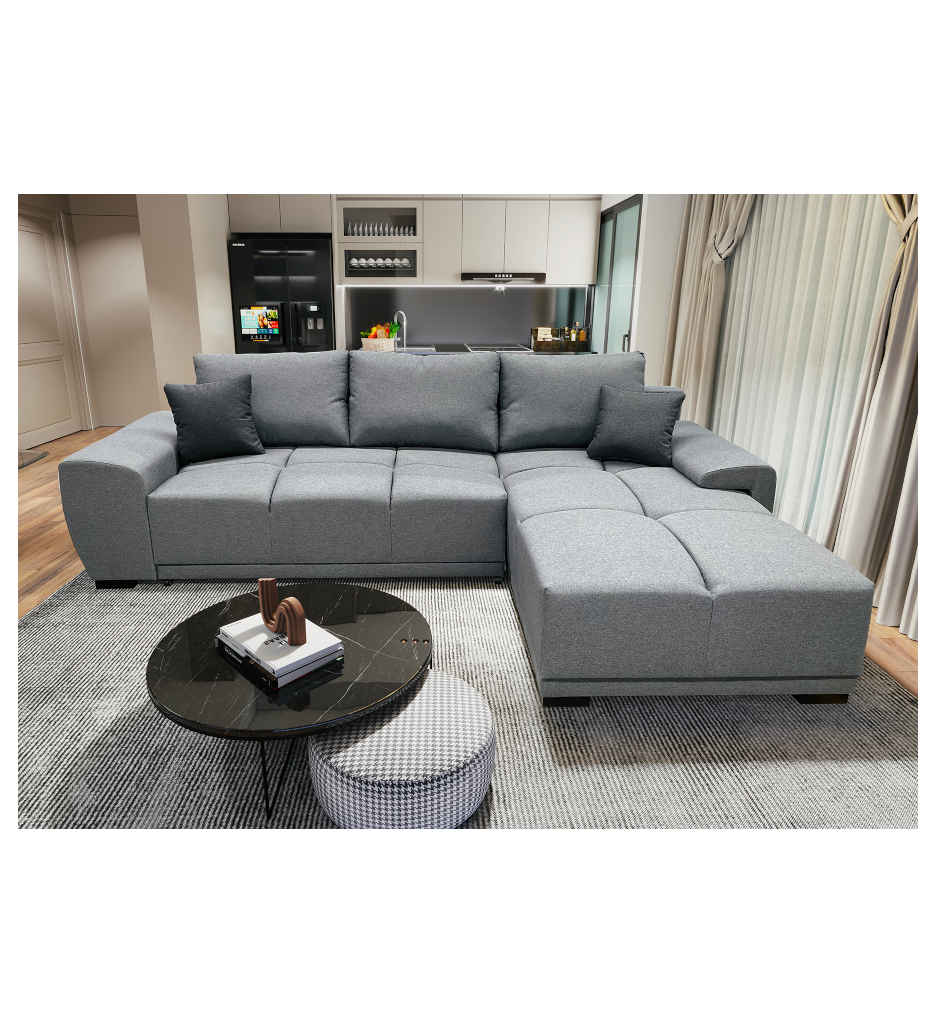 #ANGLE REVERSIBLE CONVERTIBLE + COFFRE-TISSU GR A-MALMO NEW 83 GRIS-BALOON