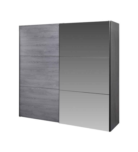 [030060] ARMOIRE 2PT-220CM-BKZD217SE-IRON GREY-SUZAN
