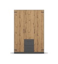 #ARMOIRE 3 PT-CHENE ARTISAN/GRIS METAL-AC171.2515-BUTTE