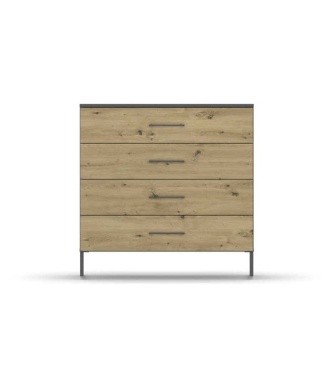 [040078] COMMODE 2T/2T -AC171.63W9-CHENE ARTISAN/GRIS METAL- BUTTE