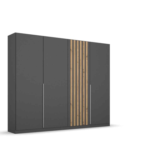 [030070] ARMOIRE 4PT-226CM-GRIS METAL/CHENE ARTISAN-AG198.4014-LAMELLA