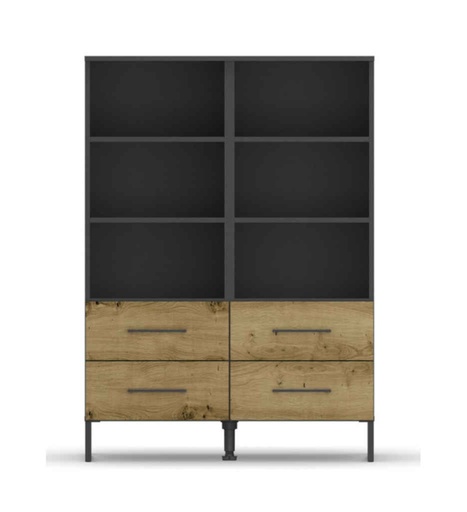 [040086] BIBLIOTHEQUE 4T-CHENE ARTISAN/GRIS METAL-AC171.8426-BUTTE