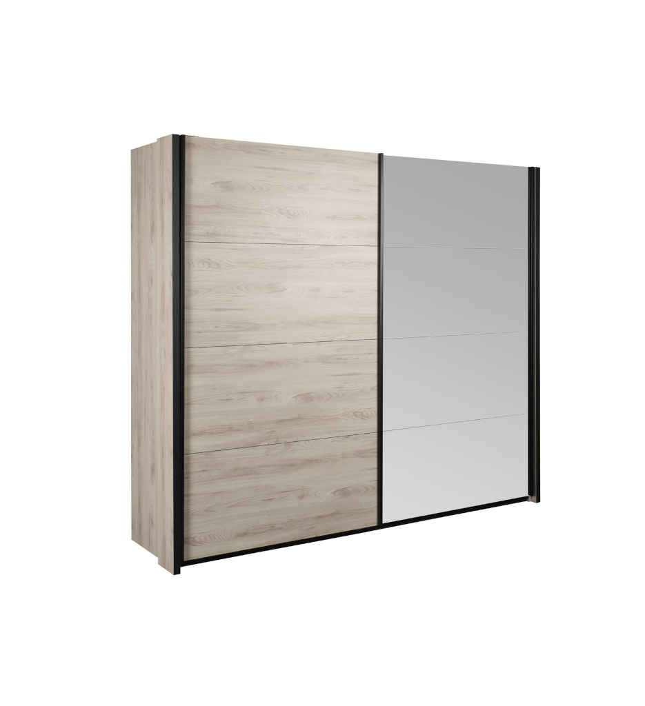 ARMOIRE 2P COULLISANTE / 1 MIROIR -245CM-COASTLAND OAK-SIERRA