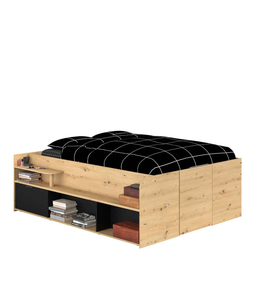 #LIT COFFRE 140x190/200CM-1540LICO-ARTISAN OAK/BLACK-TRAVEL