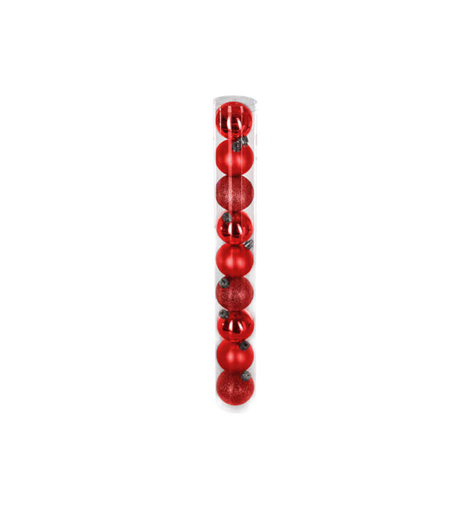 BOULES DE NOEL 60MM X9 ROUGE 144820RG