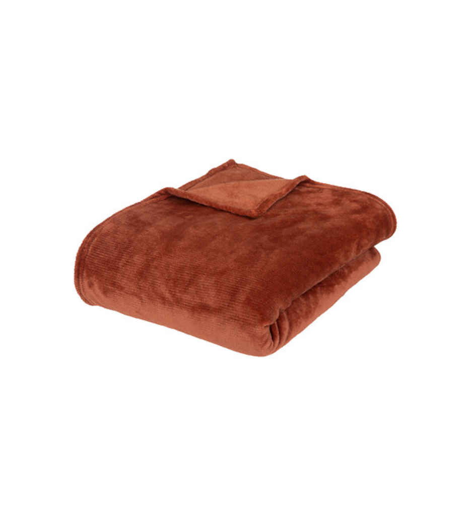 Plaid 180 x 230 cm flanelle terracotta 156048I