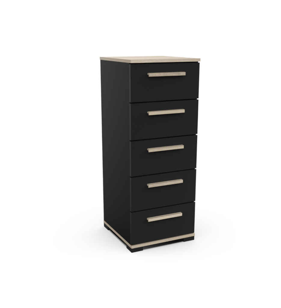 #CHIFFONNIER 5 TIROIRS NOIR/CHENE IZZY 385293