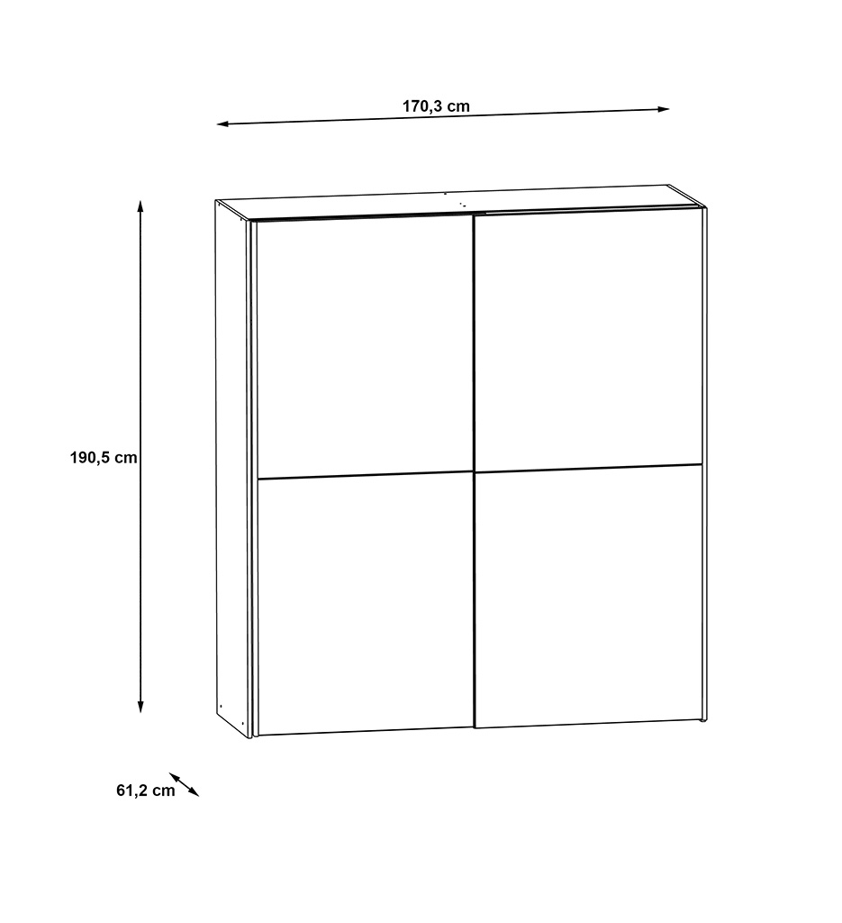 ARMOIRE 2PT/1MIROIR-ANTRACITE-KAIS82241-U27