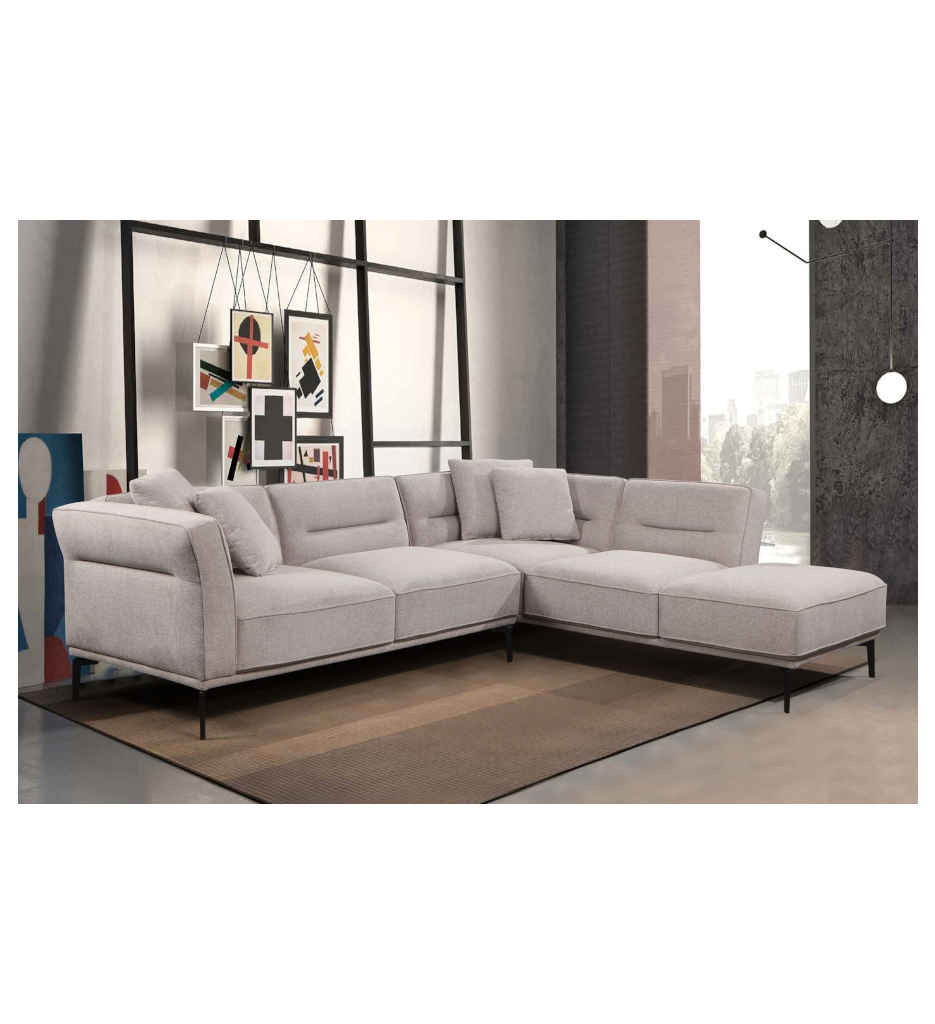 #ANGLE D-SECT SOFA-2 SEATER + CHAISE W/4 PILLOWS-20030-L3-BELFAST 41 LIGHT GREY-GABRIELLE