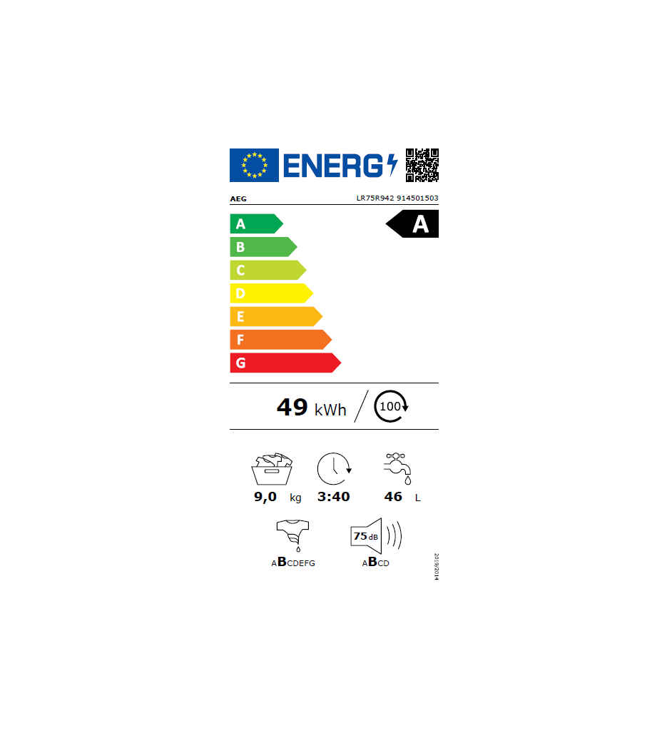 LL 9KG 1400T A SERIE 7 RUBY °AEG LR75R942