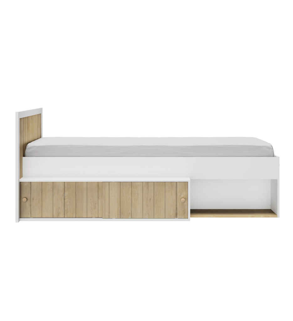 LIT 2 PORTES COULISSANTES 90 X 200-1G1C206-CHARLIE-CHÊNE BLOND / BLANC