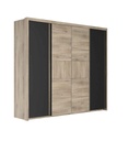 ARMOIRE 2 PORTES COULISSANTES + 2 BATTANTES L. 250-1H2X200-MAXIM-CHENE KRONBERG C30047