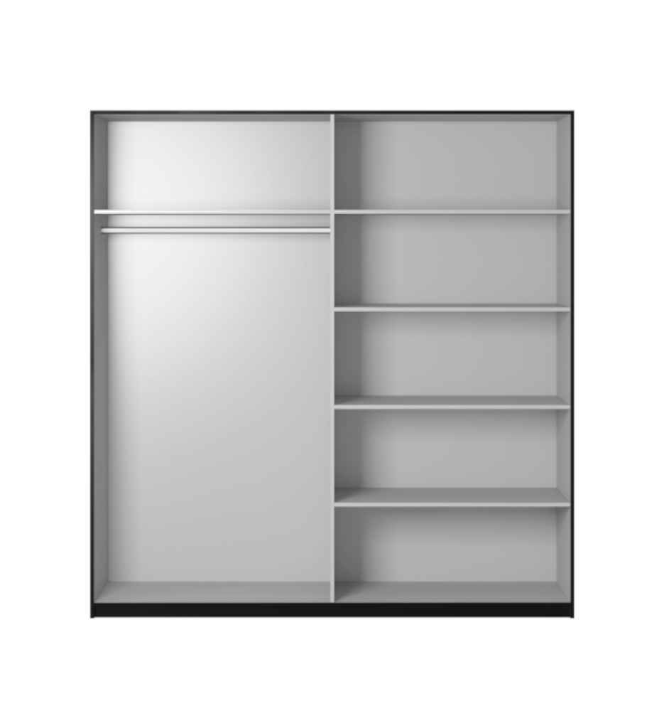 ARMOIRE 2PT NOIR AVEC MIROIRS-180CM-22W01656-BETA