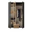 ARMOIRE 3 PORTES/2 TIROIRS/MIROIR-120CM-58-887-T3-GRAPHITE/ARTISAN-HANAU
