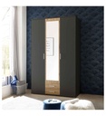 ARMOIRE 3 PORTES/2 TIROIRS/MIROIR-120CM-58-887-T3-GRAPHITE/ARTISAN-HANAU