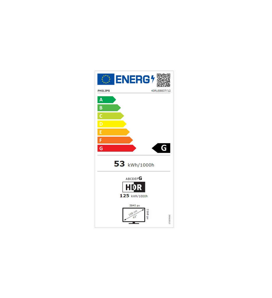 TV UHD 4K 108CM AMBILIGHT THE ONE °PHILIPS 43PUS8837/12