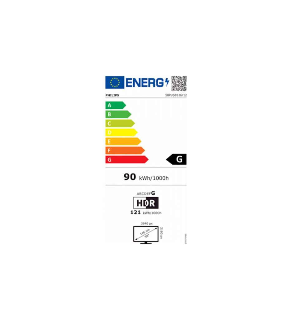 TV UHD 4K 146CM AMBILIGHT THE ONE °PHILIPS 58PUS8536/12