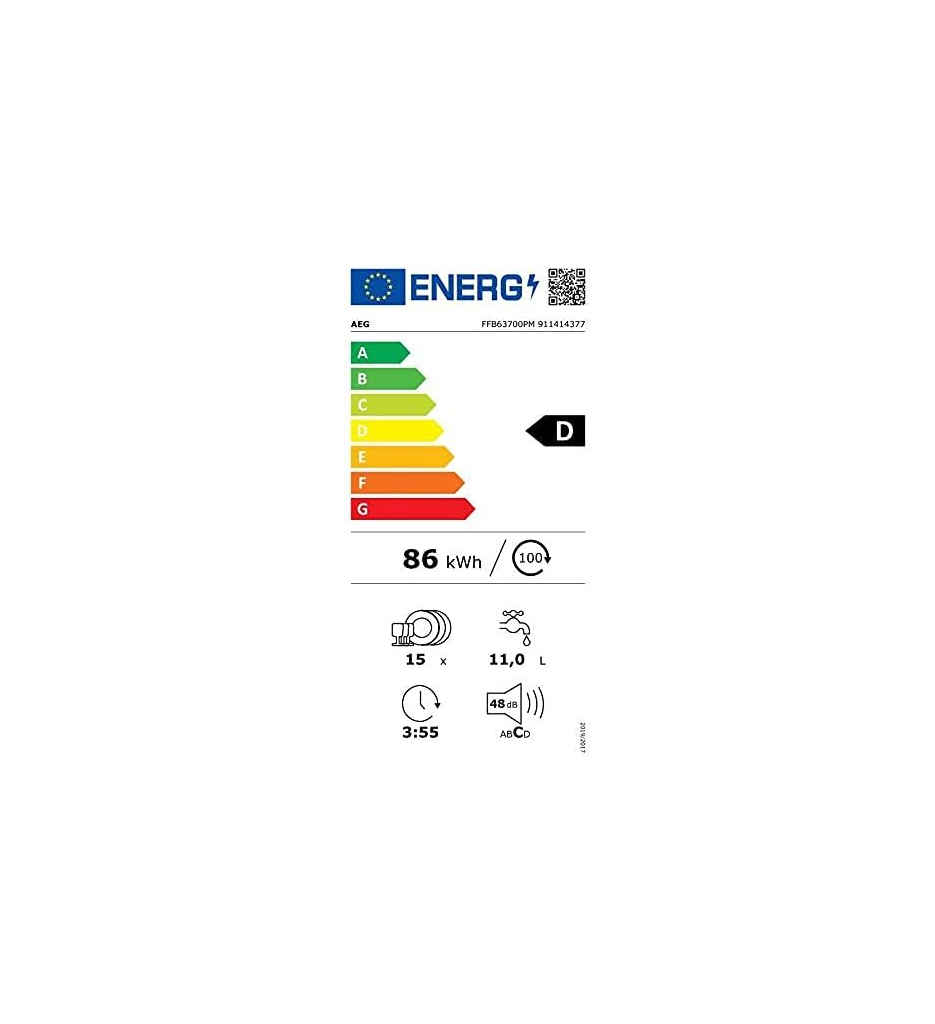 LAVE VAISSELLE 15C °AEG FFB63700PM AIRDRY