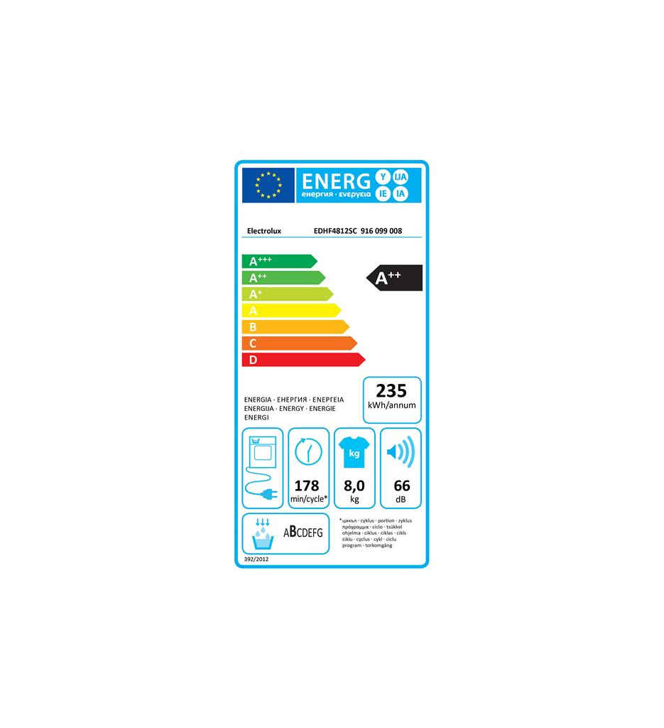 SL PAC 8KG A++ °°ELECTROLUX EDHF4812SC