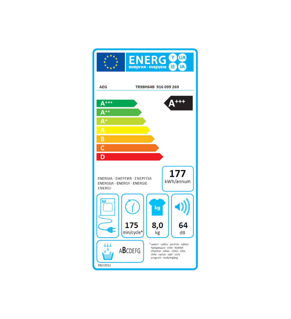 SL 8KG PAC A+++ °AEG TR98H64B