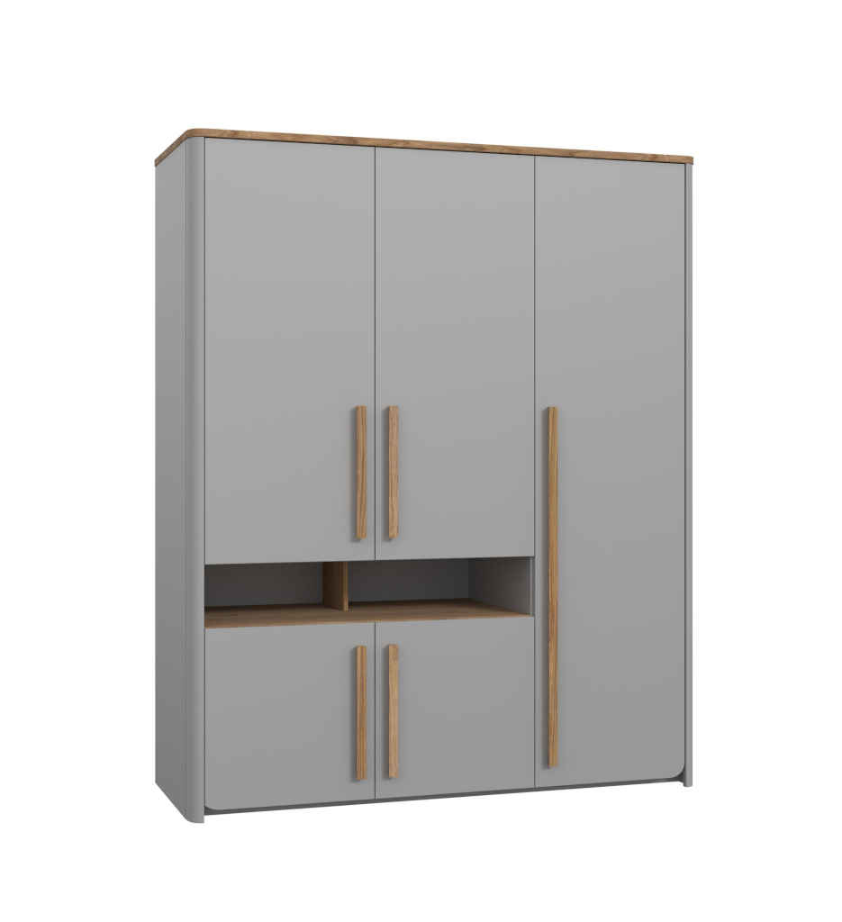 ARMOIRE 5PT/2N-158 CM-GRIS/CHENE CHATAIGNE-SFNS731-SURFINO