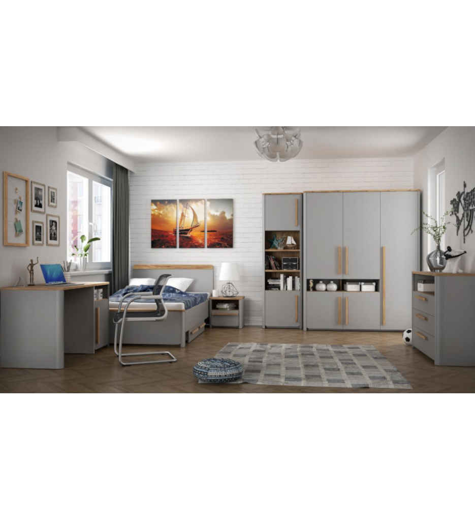 ARMOIRE 5PT/2N-158 CM-GRIS/CHENE CHATAIGNE-SFNS731-SURFINO