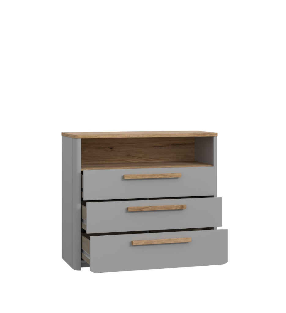 COMMODE 3T/1N-SFNK211-GRIS/CHENE CHATAIGNE-SURFINO