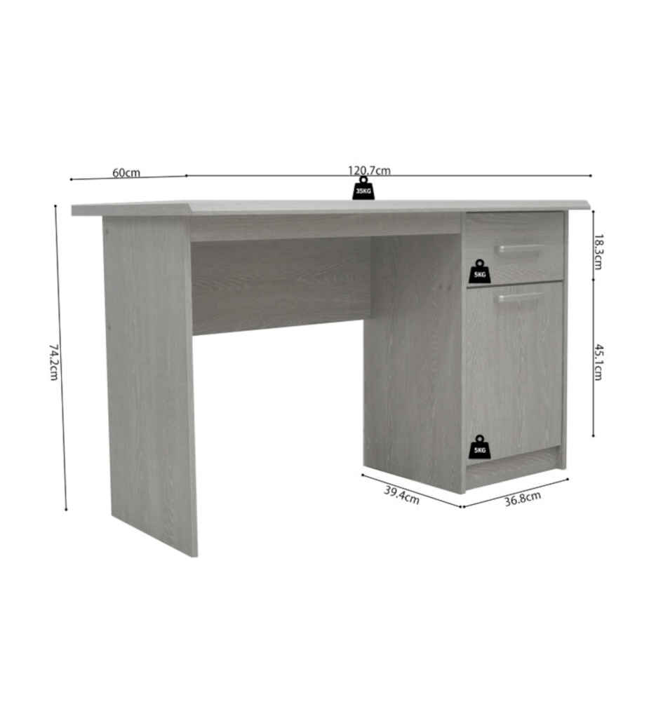 BUREAU 'MILOU' 1 TIROIR 1 PORTE CHÊNE GRIS 1285-3