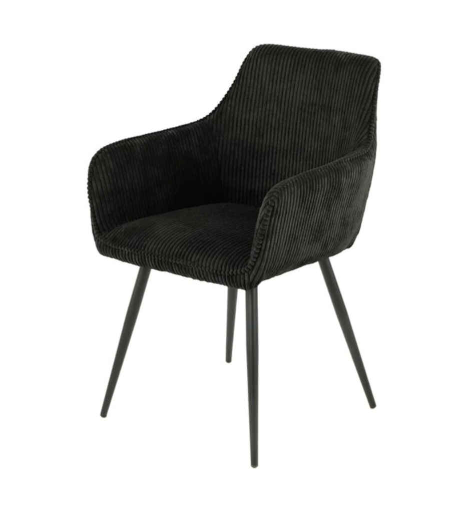 CHAISE AVEC ACCOUDOIR 14721NO -VELOUR CÔTELÉ NOIR-COLORADO