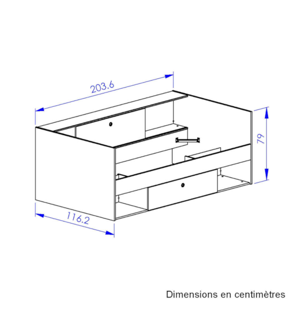 #LIT AV RANGEMENT 90*200 -1E72036-ALICIA